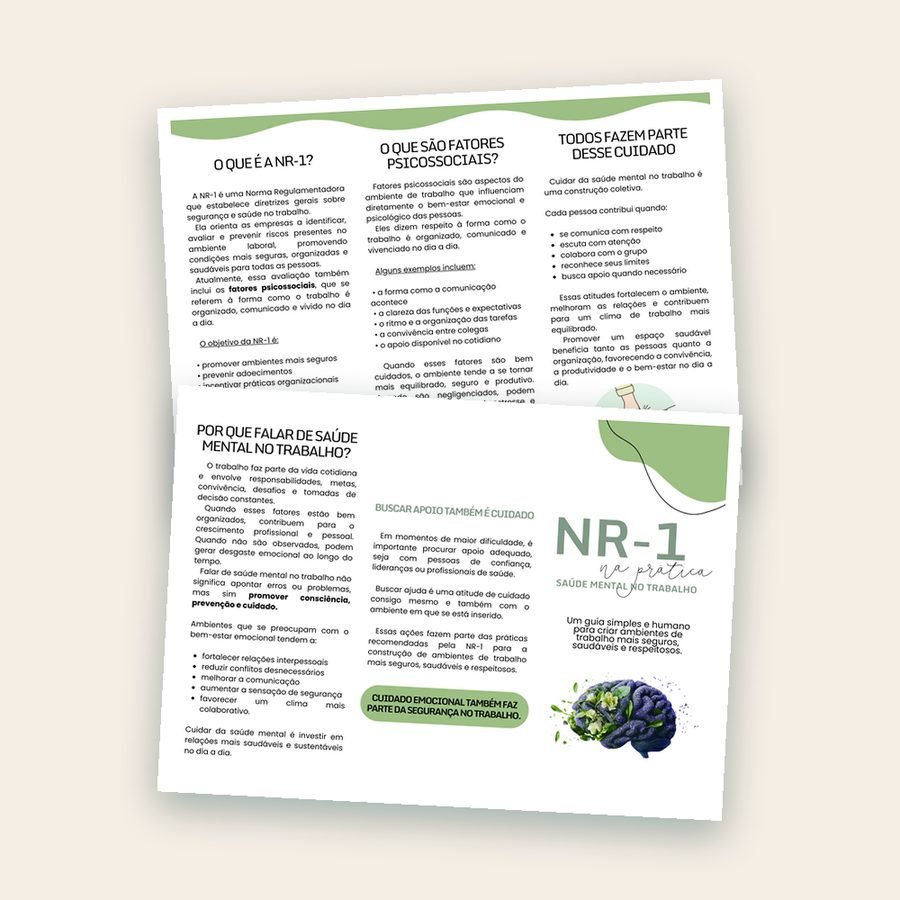 Folder informativo — frente e verso